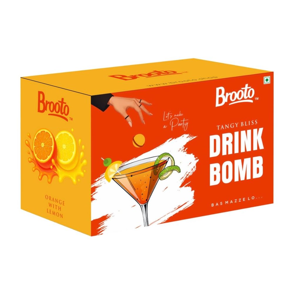 Brooto Drink Bomb Tangy Bliss | Orange & Lemon Flavoured Drink Premix Powder Ball | Mocktail & Cocktail Mixer | Just Add Water or Soda | Party Drink Mix for Home Bar, Festivals & Events | Pack of 6