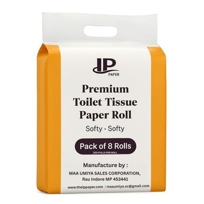 IP Paper Toilet Tissue Roll 2 Ply, 100 Pulls/Roll, 17 GSM, 10x20 cm Size, Soft & Absorbent Bathroom Tissue Pack of 8 | Toilet Paper for Home & Office Use