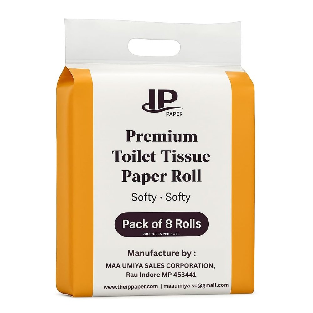 IP Paper Toilet Tissue Roll 2 Ply, 100 Pulls/Roll, 17 GSM, 10x20 cm Size, Soft & Absorbent Bathroom Tissue Pack of 8 | Toilet Paper for Home & Office Use
