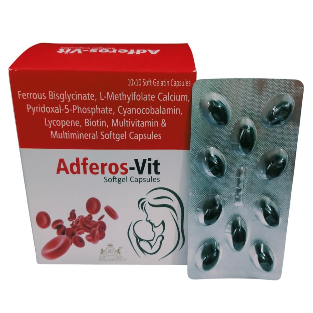 ADPILLCCURO Adferos-Vit Capsules | Box of 100 | 10 Capsules per Strip