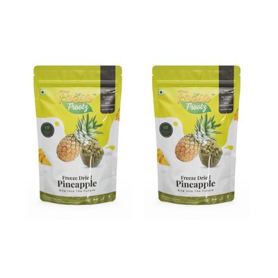 Fresa Frootz Freeze Dried Pineapple|Sweet & Tangy Real Fruit Snack|No Sugar Added|Healthy Crunch|High in Vitamin C|32g (Pack of 2)