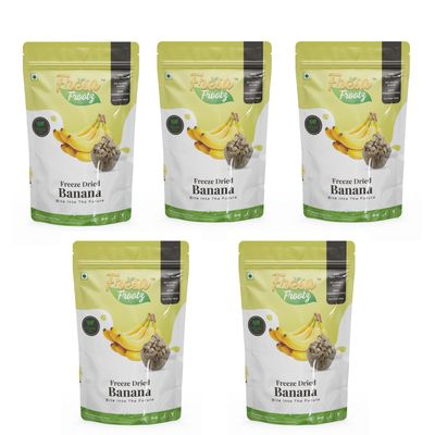 Fresa Frootz Freeze Dried Banana Delights | Naturally Sweet & Crunchy Fruit Snack | No Added Sugar | High in Potassium & Fiber | 32g (Pack of 5)