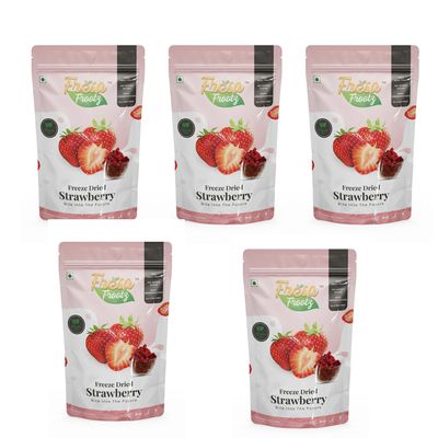 Fresa Frootz Freeze Dried Strawberry Delights|Real Fruit Snack|Crunchy, Sweet & Healthy|Antioxidant-Rich Superfruit|No Added Sugar|16g (Pack of 5)