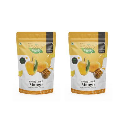 Fresa Frootz Real Mango Fruit Snack|Freeze Dried, Healthy & Crunchy|No Preservatives or Sugar|Rich in Vitamin A & C|32g (Pack of 2)