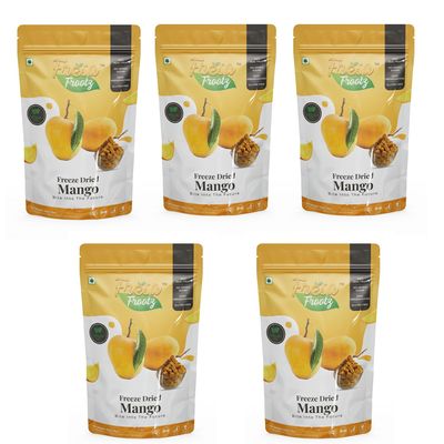 Fresa Frootz Real Mango Fruit Snack|Freeze Dried, Healthy & Crunchy|No Preservatives or Sugar|Rich in Vitamin A & C|32g (Pack of 5)