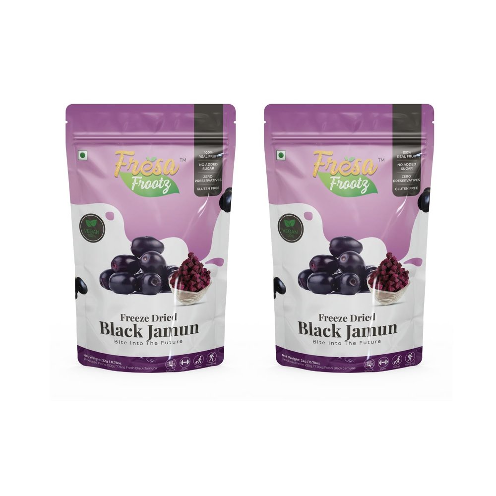 Fresa Frootz Freeze Dried Black Jamun Delights|Crunchy, Sweet & Nutritious Snack|Natural, Antioxidant-Rich Superfruit|Immunity Boosting|No Added Sugar|22g (Pack of 2)
