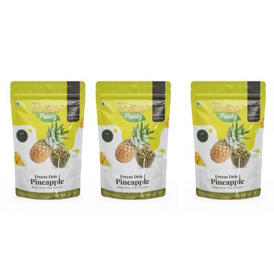 Fresa Frootz Freeze Dried Pineapple|Sweet & Tangy Real Fruit Snack|No Sugar Added|Healthy Crunch|High in Vitamin C|32g (Pack of 3)