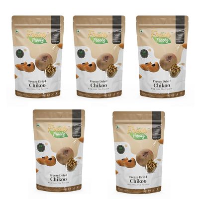 Fresa Frootz Freeze Dried Chickoo Crisps | Real Fruit Snack | Sweet & Nutritious | No Added Sugar | Ideal for Kids & Adults | 32g (Pack of 5)