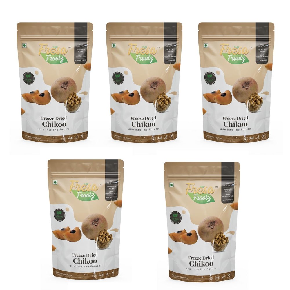 Fresa Frootz Freeze Dried Chickoo Crisps | Real Fruit Snack | Sweet & Nutritious | No Added Sugar | Ideal for Kids & Adults | 32g (Pack of 5)