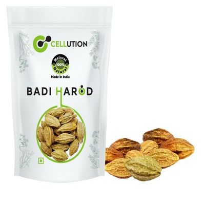 CELLUTION Badi Harad (Sabut) - 350gm Haritaki | Karakkaya | Yellow Terminalia Chebula | Kadukkai | Haritaki Natural | Inknut Whole | Harad Badi Pili | (350 Grams)