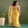 Akaabo Pure Chiffon Women's Ready to Wear One Minute Saree with Unstitched Blouse Piece | Lightweight Saree for Party (Yellow) view 2