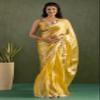 Akaabo Pure Chiffon Women's Ready to Wear One Minute Saree with Unstitched Blouse Piece | Lightweight Saree for Party (Yellow) view 3