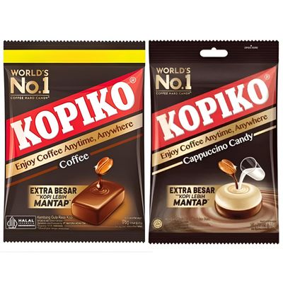 KOPIKO Coffee Candy & Cappuccino candy - World's No 1 Coffee Hard Candy Pack of 2 x 175g (Imported)