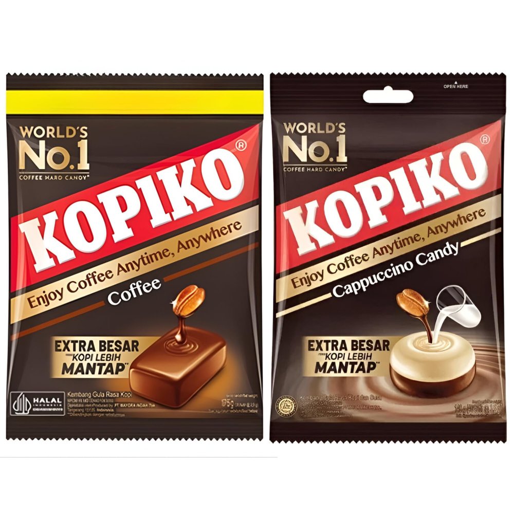 KOPIKO Coffee Candy & Cappuccino candy - World's No 1 Coffee Hard Candy Pack of 2 x 175g (Imported)