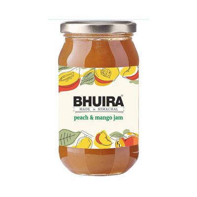 Bhuira Peach & Mango Jam 240g | All Natural No Added Preservatives, Artificial Colors | Handmade Himachal Vegan Spread | Breakfast Dessert Jam | Healthy Snack | Rich in Flavor & Vitamins