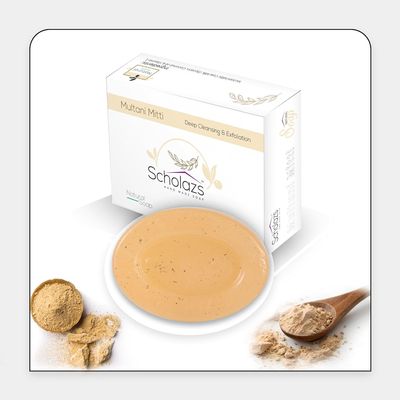 Scholazs Multani Mitti Bath Soap For Men & Women (100gm X 1 Pcs) chemical free| Paraben Free | Bath Soap | Handmade Soaps For Glowing | Skin Brightening (Multani Mitti Herbal Soap)