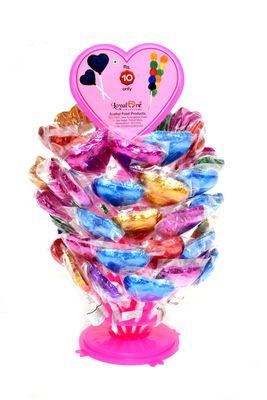 Loyaltree Heart-Shaped Chocolate Lollipops, Assorted Colours, Pack of 50, Rs.10 Each