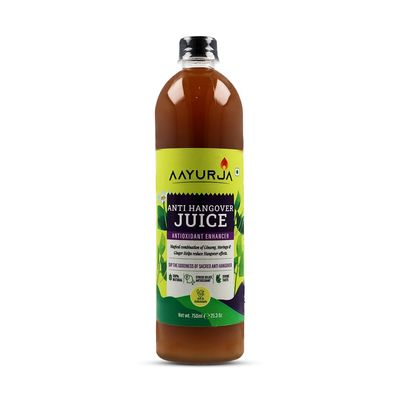 AAYURJA Anti Hangover Juice 750 ml | Enriched with Ginseng, Moringa & Ginger | Liver Detox & Recovery | Ayurvedic Herbal Formula | Natural Hydration & Immunity Boost