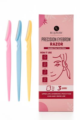 Be Luxury Precision Eyebrow Razor, 5-in-1 Multi-Use, Pack of 3, Pink Blue Yellow