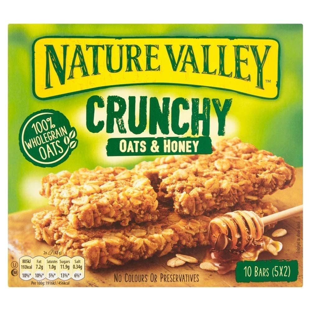 Nature Valleys Crunchy Oats & Honey Granola Bars  10 Bars (5x2)  100% Wholegrain Oats 210gm (UK)