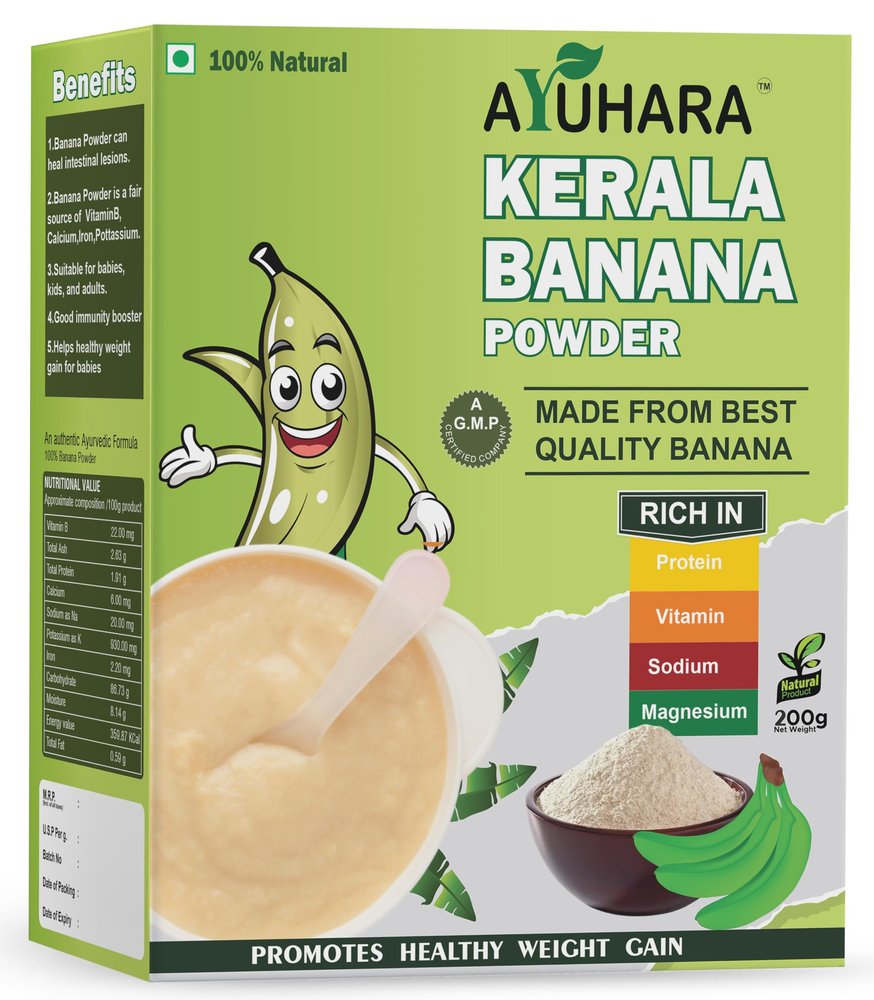 Ayuhara Baby Nendran Banana Powder 200g | Calcium Rich Raw Banana Powder for Babies (6+ Months) | 100% Pure & Natural | Traditional South Indian Food | No Additives or Preservatives | Easy to Digest & Nutritious