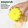 Easyscrub No Scratch Dish & Kitchen Sponge, Odor Resistant, Flower Shape Scrubber for Utensils & Cookware, Firm in Cold Water, Pack of 4 (Yellow) view 3
