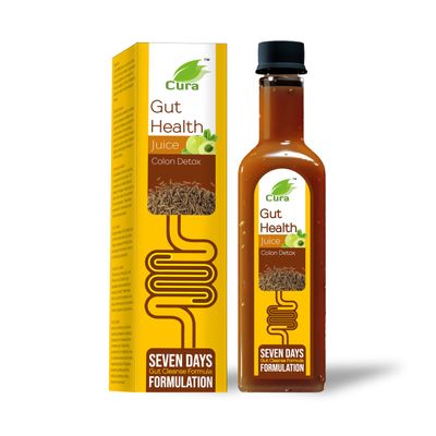 Cura Ayurveda Gut Health Juice 500ml | Colon Detox juice | Improves Probiotic Activity, Gut Health & Digestion | Tackles Bloating, Gas & Constipation