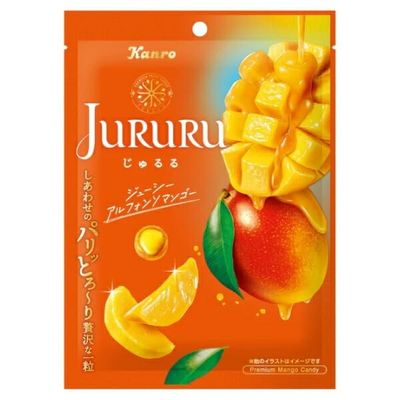 Kanro Jurururu Alphonso Mango Candy, 2.1 oz (60 g) | Pack of 2 | Made in Japan