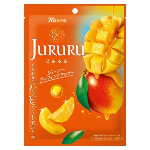 Kanro Jurururu Alphonso Mango Candy, 2.1 oz (60 g) | Pack of 2 | Made in Japan
