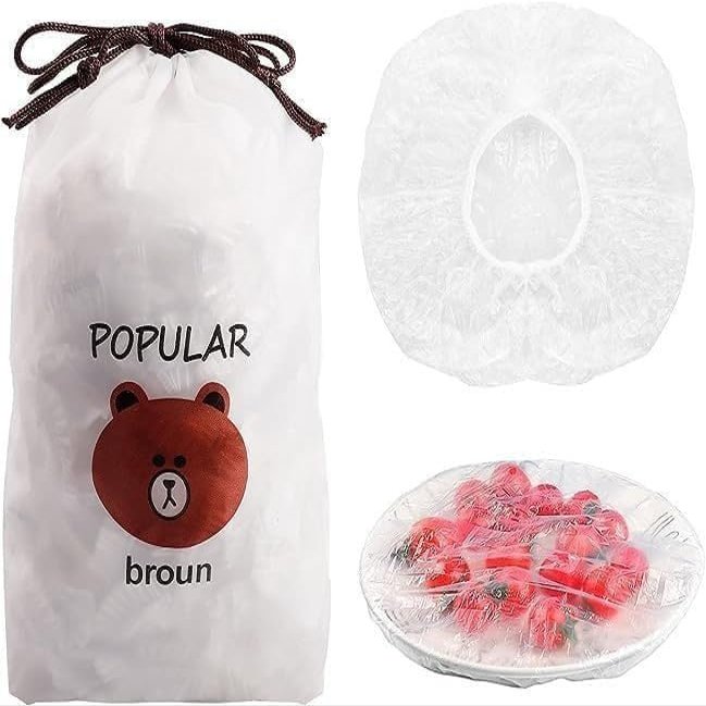 black sparrow 100 pcs Food Grade Plastic Fresh Keeping Bags-Reusable Transparent Sealing Wraps for Kitchen Refrigeration, Odor Leakproof Storage Covers for Fruit, Vegetables, Restaurant & Home Use.