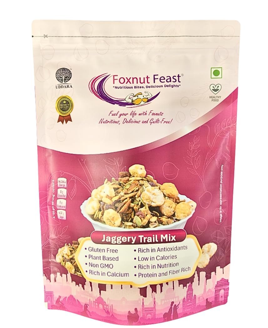 Foxnut Feast | Premium Makhana with Dry Fruit Trail Mix (500 Grams, Trail Mix Makhana)