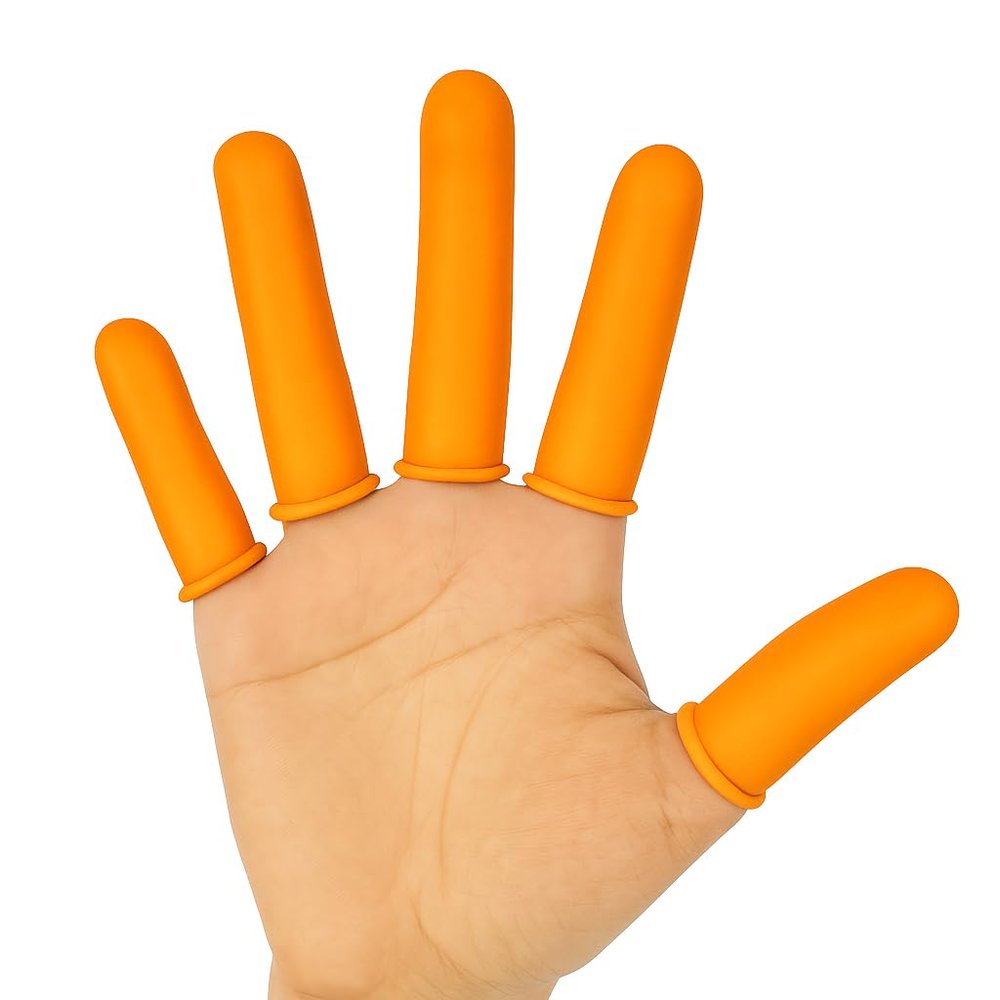 Anti-Static ESD Latex Finger Cots, Reusable Rubber Fingertips Protective Finger Gloves (ORANGE, PACK OF 144)