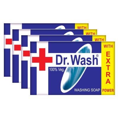 Dr.Wash Detergent Cake, Laundry Bar, 190 gm, Advanced New Formula, Tough on Stains, Gentle on Hands, Ultra Clean Washing Soap for Clothes, Long-Lasting (Pack of 4)