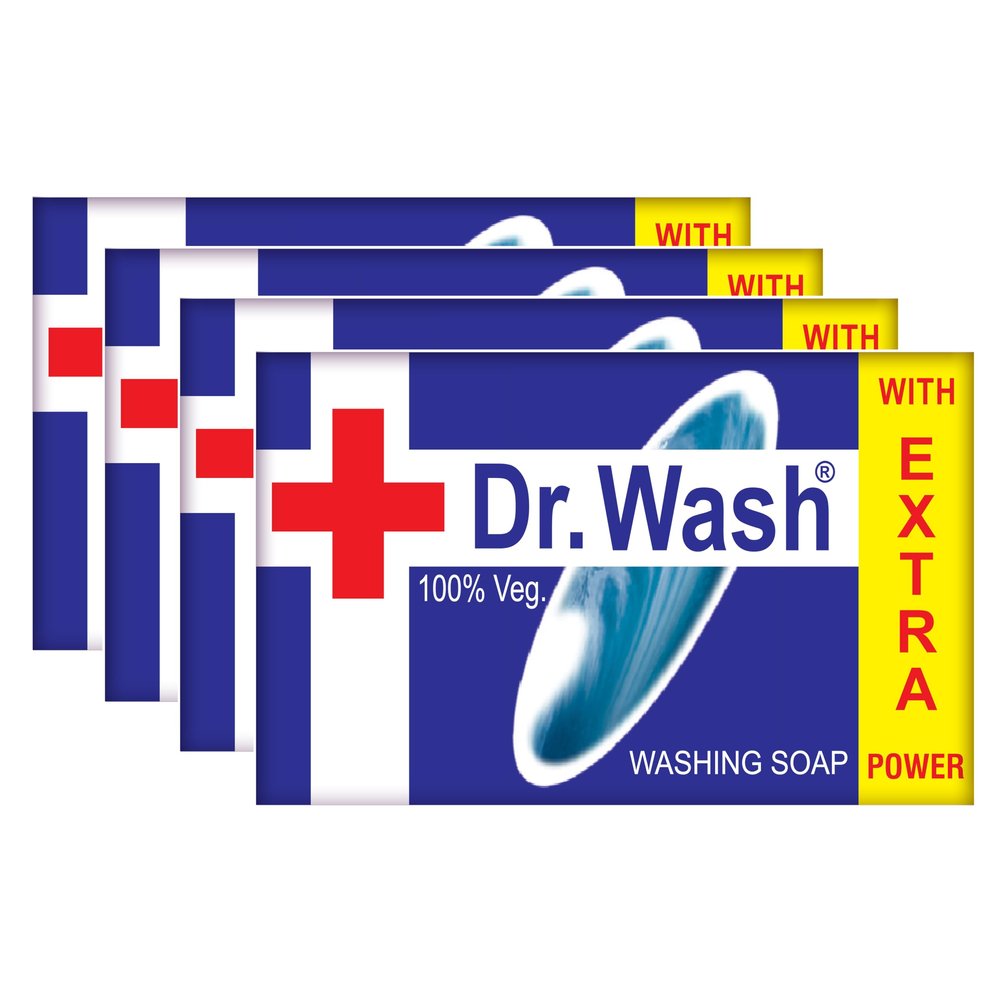 Dr.Wash Detergent Cake, Laundry Bar, 190 gm, Advanced New Formula, Tough on Stains, Gentle on Hands, Ultra Clean Washing Soap for Clothes, Long-Lasting (Pack of 4)