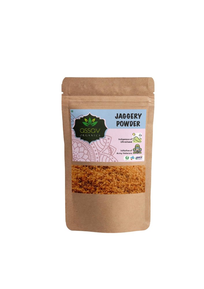 Assav Organics Sugarcane Jaggery Powder  450 g | Hand-Crushed Natural Sweetener | Refined Sugar Alternative | Pure Chemical-Free Crushed Gud