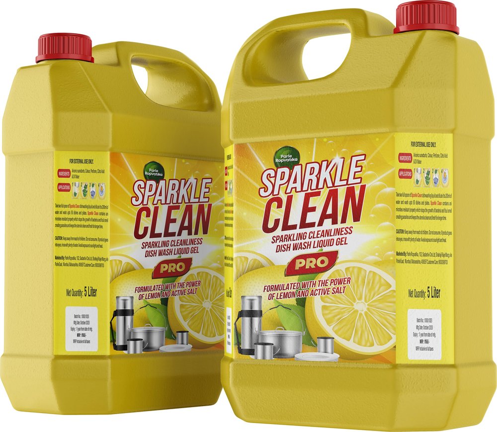 Parle Ropvatika 10 Litre Dishwash Liquid Gel Pro, Orange Scent, 2X Faster Cleaning (Fresh Lemon 5 Liter Pack 2 (10 Liter))