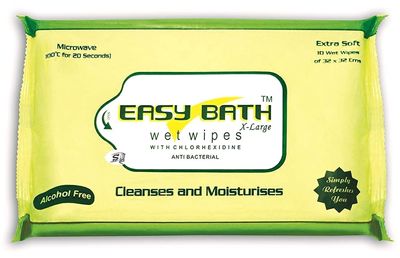 Easy Bath Wet Wipes | Soft Bed Bath Wipes | 10 XLarge Wipes/Pack (32 x 32 cm) - 4 PKT