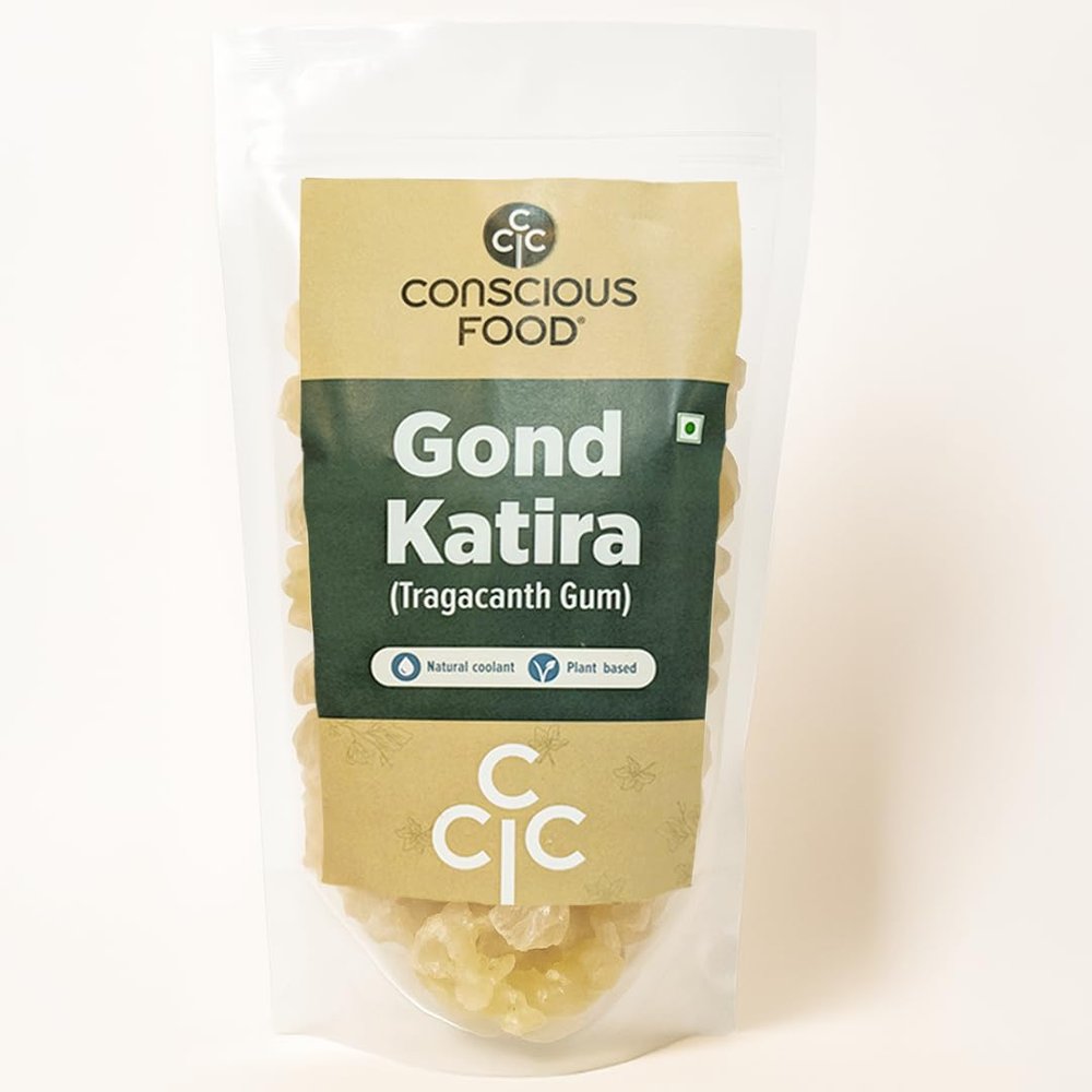 Conscious Food Gond Katira | 100% Natural Edible Gum (Tragacanth Gum) 200g | Cooling Ayurvedic Superfood for Summer Drinks, Sweets, Skin & Digestion
