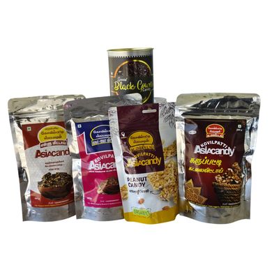 Kovilpatti Asiacandy 1kg Traditional Sweet Combo | Kadalai Mittai, Ellu, Coco, Karupatti, Karuppu Kavuni Candy | Authentic Jaggery-Based South Indian Chikki Pack