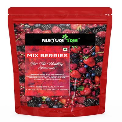 Nurture Tree Mixed Berries, Antioxidant-Rich Gourmet Mix (200gm) 3 in 1 - Healthly Snacks Contains Dried Blueberries | Strawberries | Goji Berries | Good Source of Fibre