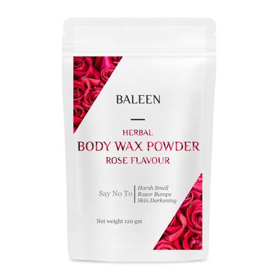 BALEEN Bikini Wax Powder For Women 120 Gm Rose Flavour | Herbal Wax Removal Powder For Women | Painless Hair Remover for Legs, Hands & Underarms, No Harmful Chemicals, No Irritation, No Skin Rashes