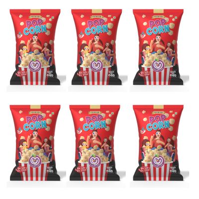 Yummylov Peri Peri Popcorn Spicy & Crispy Snack | Premium Corn | No Palm Oil | Ready-to-Eat | 6 x 30g Packs | Ideal for Office, School, Travel & Movie Time