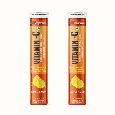 Existrong Vitamin C Effervescent Tablets 1000mg Amla Extract with Zinc | Immunity Booster & Antioxidant | Skin Glow & Energy | Sugar-Free | Fast Absorption | Pack of 2,60 Tablets | Lemon Flavour