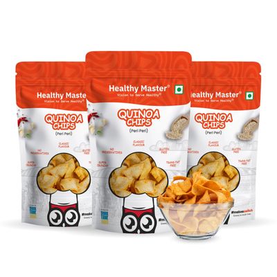 Healthy Master Quinoa Chips Combo 300g (100g Each) Pack of 3 | Light & Crispy | High Protein Chips | Gluten-Free | No Maida, No Palm Oil | Low-Calorie | Healthy Snacks for Adults & Kids