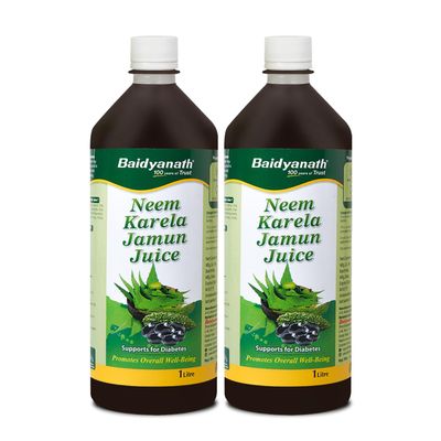 Baidyanath Neem Karela Jamun Juice (2l, 1l X 2) | Natural Remedy for Blood Sugar Management & Reduces Bad Cholesterol | Best For Digestive Health, Diabetic Care, Skin Care & Natural Detox | No Added Sugar