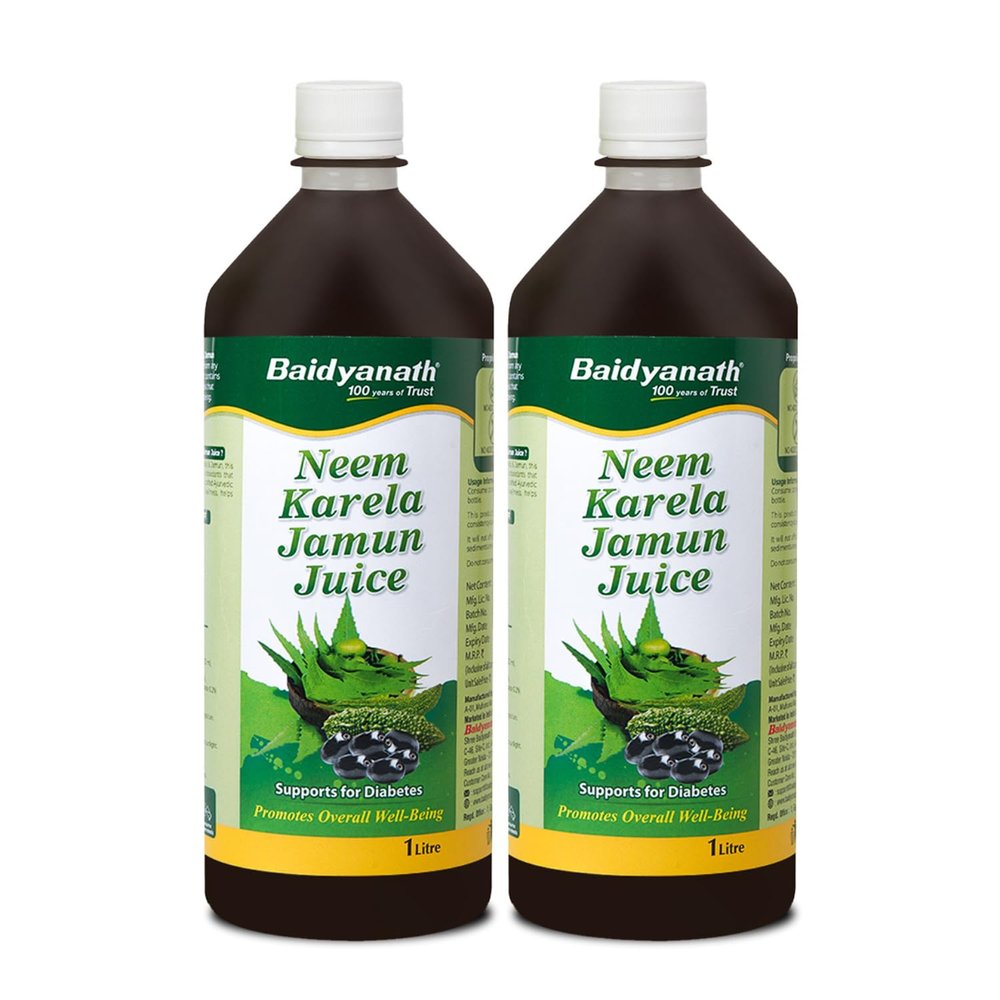 Baidyanath Neem Karela Jamun Juice (2l, 1l X 2) | Natural Remedy for Blood Sugar Management & Reduces Bad Cholesterol | Best For Digestive Health, Diabetic Care, Skin Care & Natural Detox | No Added Sugar