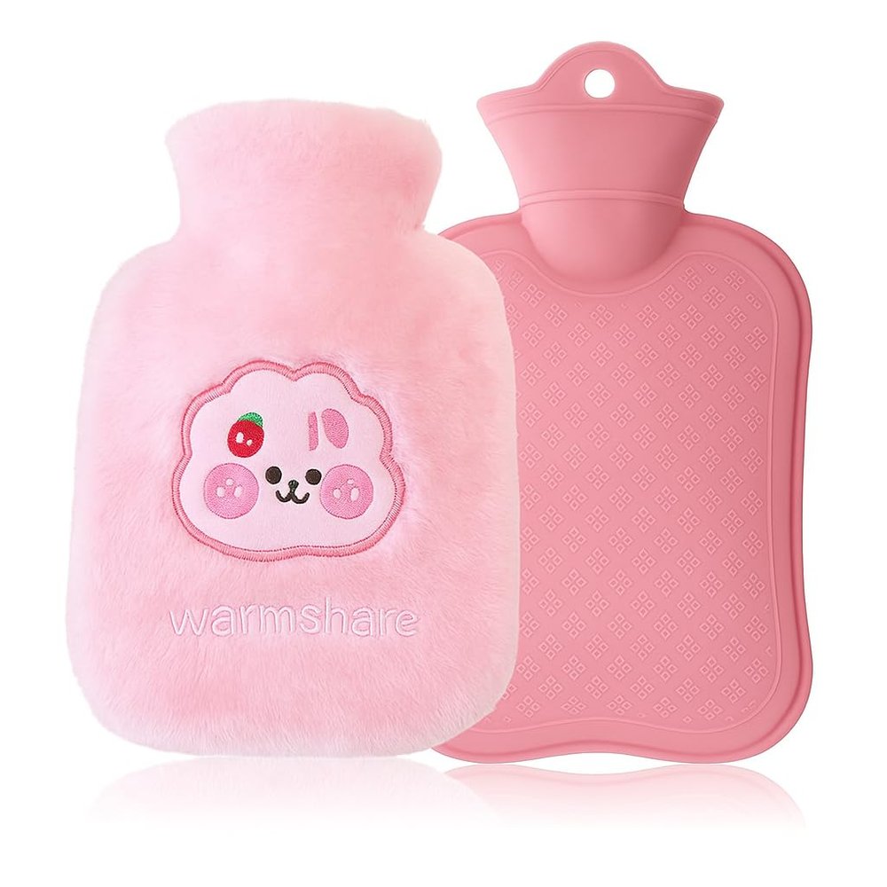 AARSH Durable Hot Water Bag 1000ml | Portable Cartoon Cute Hot Water Bag with Soft Cover | Ideal for Period Cramps,legs,shoulders Cute Cartoon Hot Cold Pack | Durable Hand Warmer Winter Warm, PINK