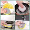 Double Sided Dish Cleaning Sponge Scrubbers, Round Shape, 5 Pieces, Mint Green and Grey view 2