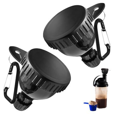 2PCS Protein Container, Protein Carry Container, Water Bottle Funnels for Powder Mixes Pre Workout Gym Supplement Funnel Keychain Portable Protein Powder Container To Go & Dispenser Tablet