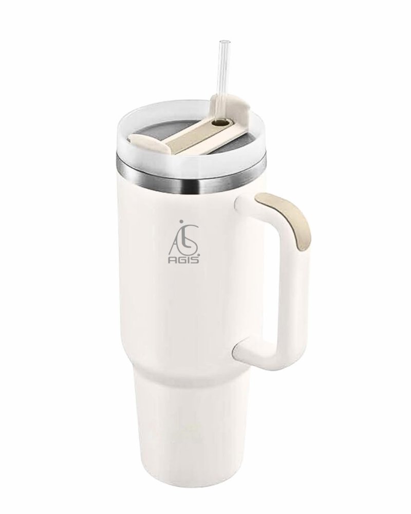 AGIS Protein Shaker Tumbler, Hot and Cold with Handle and Lid,Double Insulated Cup Mug Cupholder for Gym, Travelling 300g, 25 cm x 8.5 cm, Plastic, Unisex (BEIGE)
